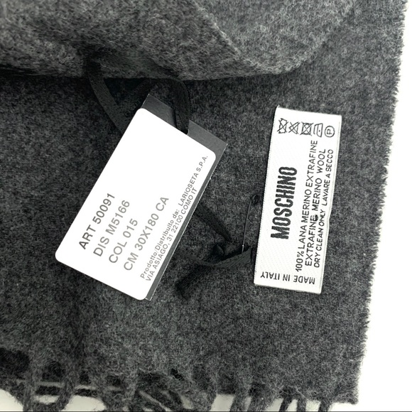 Moschino Teddy Bear Logo Merino Wool Scarf - Picture 2 of 5